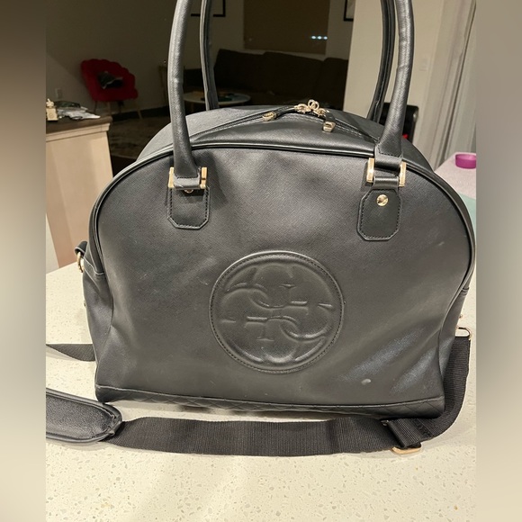 Guess duffle bag leather travel suitcase black logo versatile dome KORRY epi - Picture 12 of 14